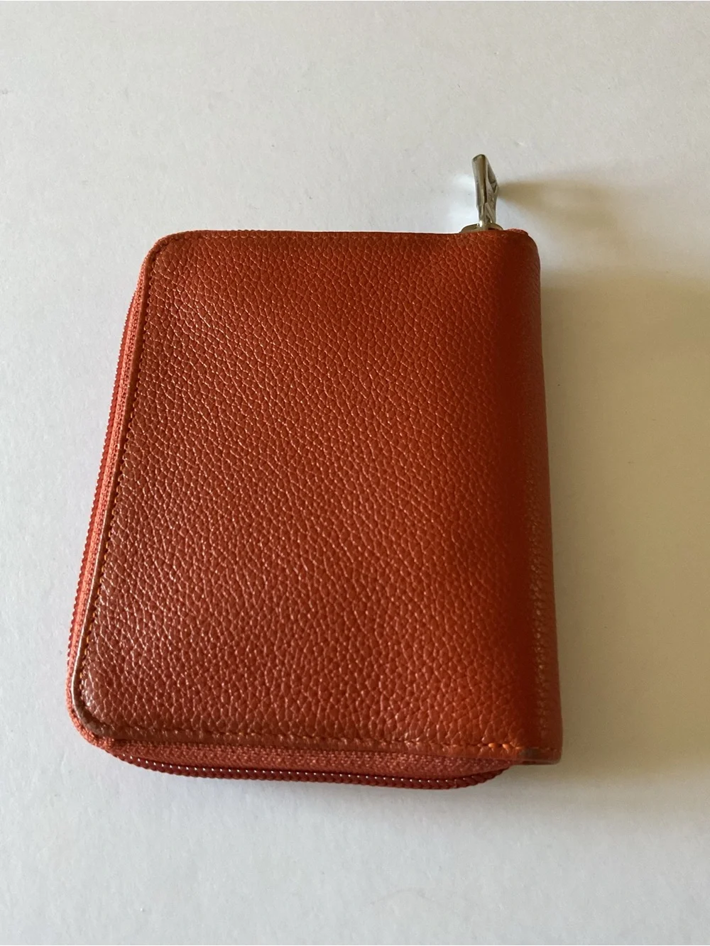 LONGCHAMP PEBBLED LEATHER BIFOLD ZIP AROUND WALLET WITH ID WINDOW AMBER NWOT